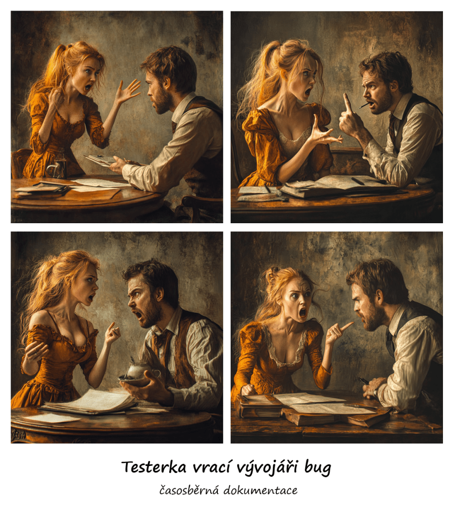 zrzava zena v kostymu se hada s muzem u stolu