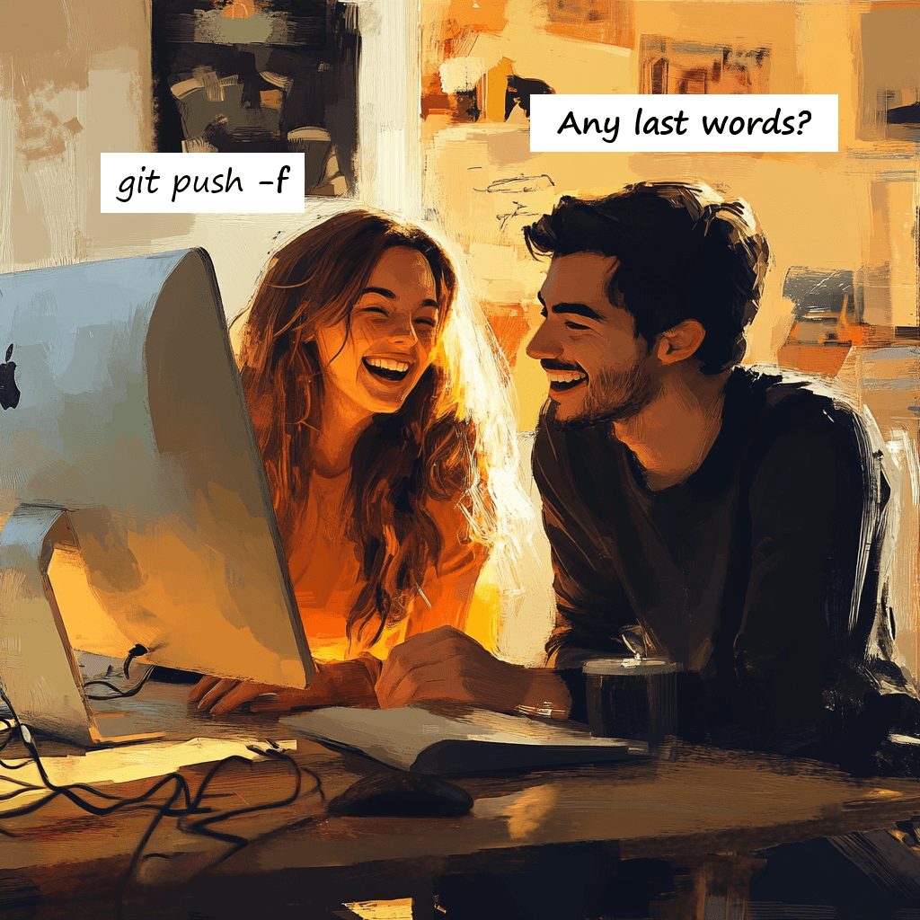 mlada zena a muz sedi pred monitorem usmev