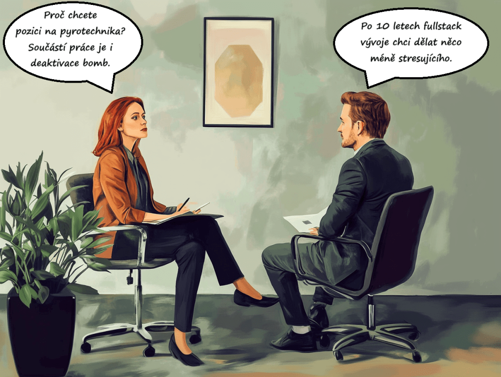 důležitý pohovor ženy a muže