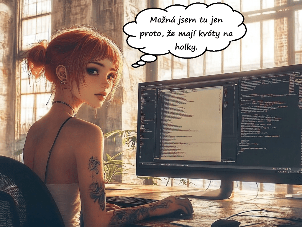 programátorka před monitorem